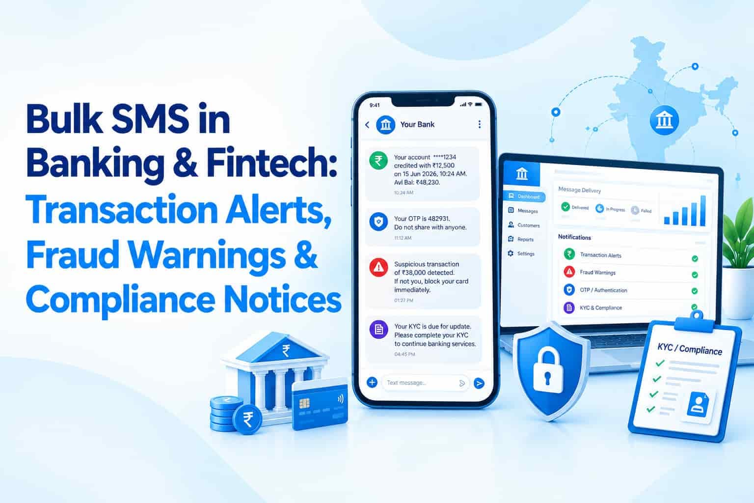 Bulk SMS in Banking & Fintech: Transaction Alerts, Fraud Warnings & Compliance Notices