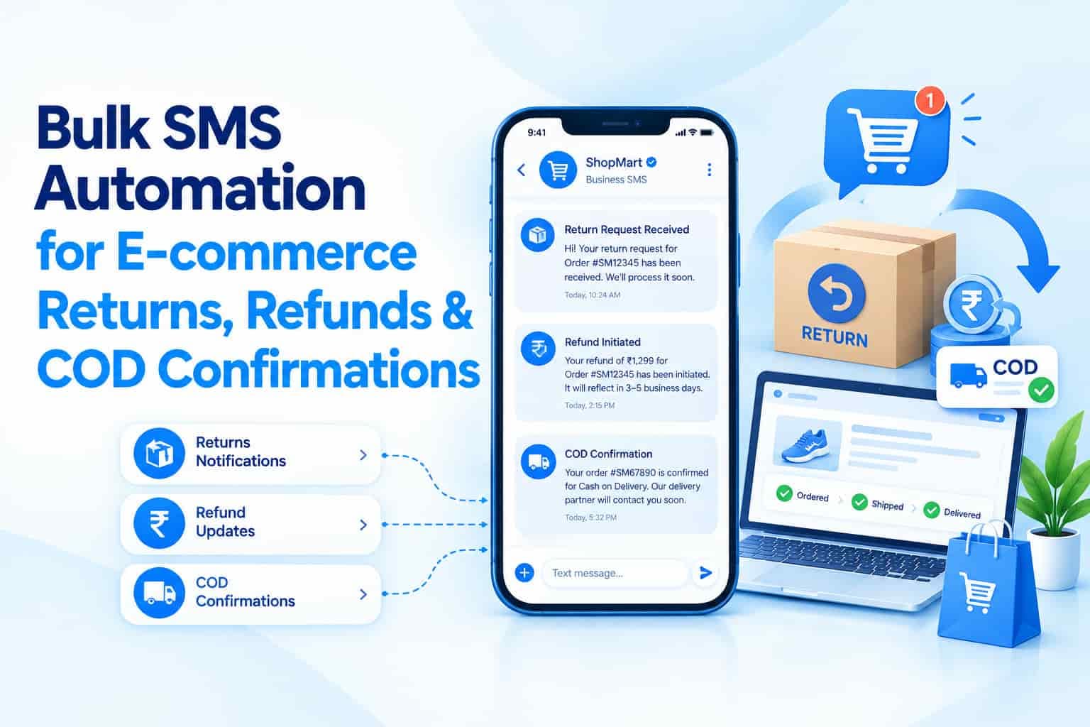 Bulk SMS Automation for E-commerce Returns, Refunds & COD Confirmations