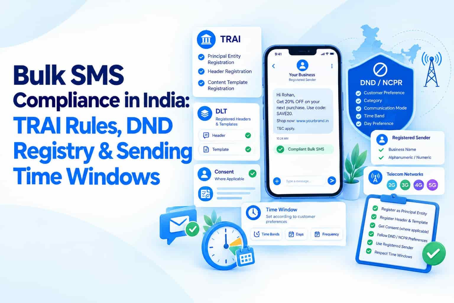 Bulk SMS Compliance in India: TRAI Rules, DND Registry & Sending Time Windows
