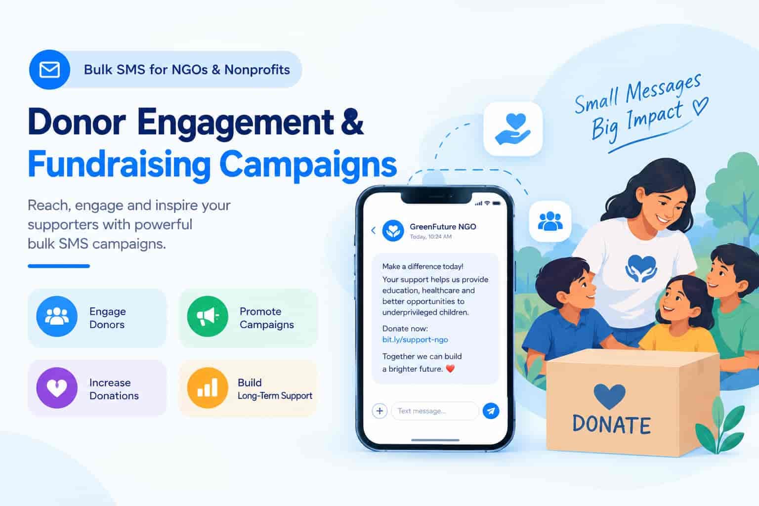 Bulk SMS for NGOs & Nonprofits: Donor Engagement & Fundraising Campaigns