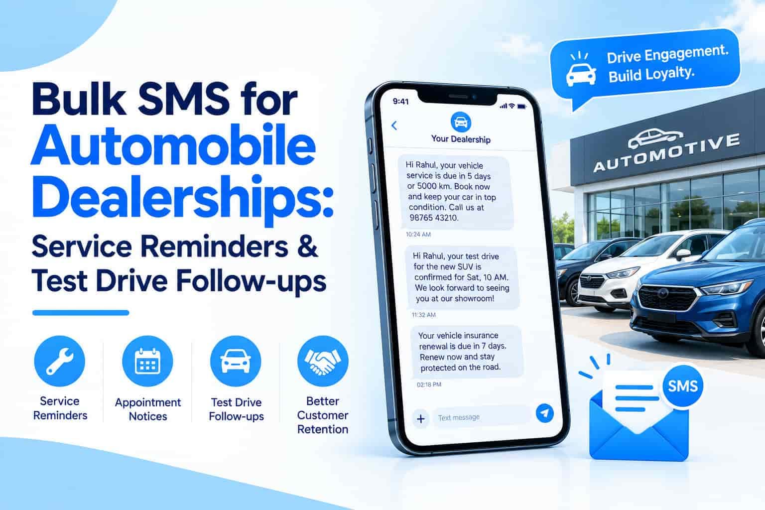 Bulk SMS for Automobile Dealerships: Service Reminders & Test Drive Follow-ups